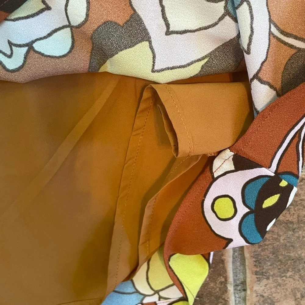 ModCloth In With Excitement Brown Floral Mock Neck Dress Size Small - Picture 9 of 10